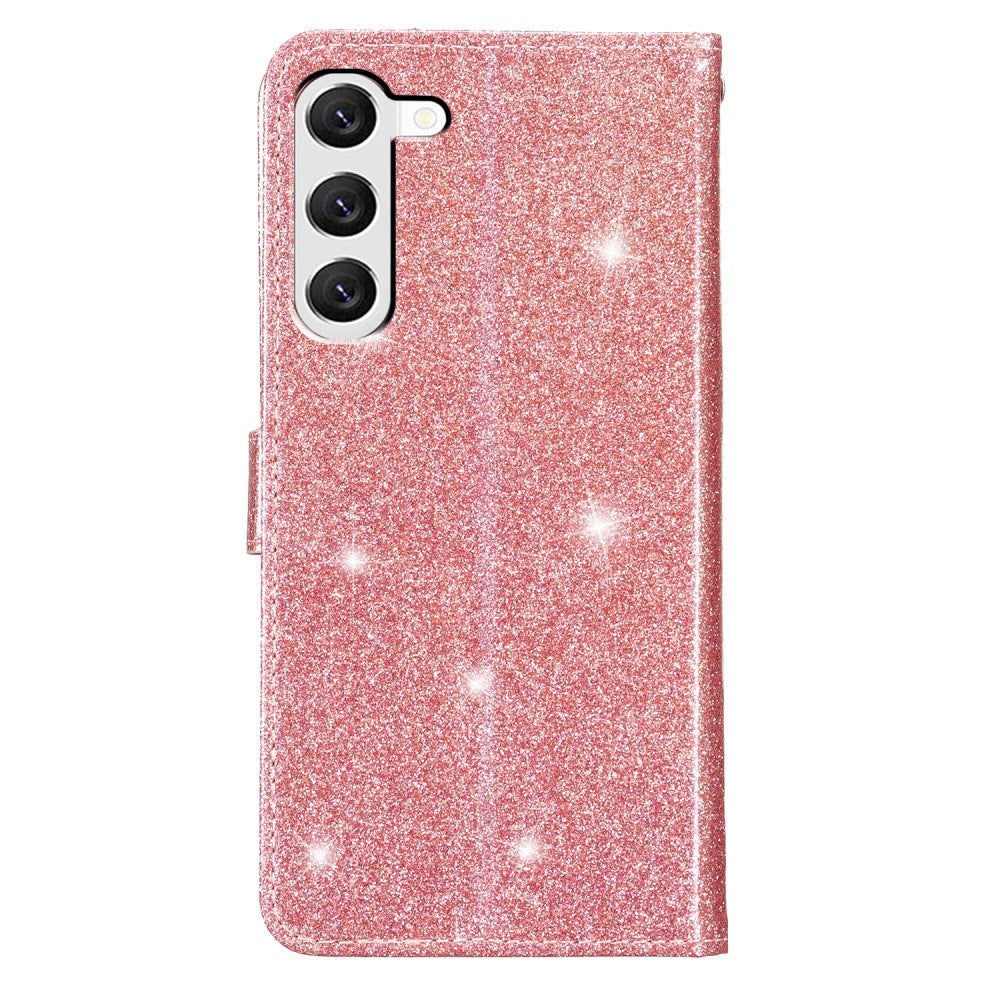 Samsung Galaxy S24+ (Plus) Læder Flip Cover m. Pung & Strop - Glimmer - Rose Gold