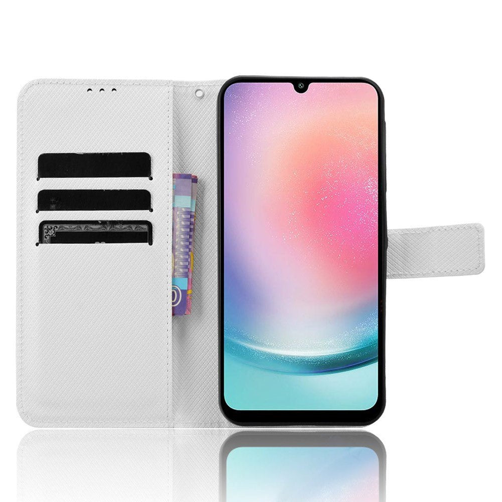 Samsung Galaxy A25 (5G) Læder Flip Cover m. Strop & Tekstur - Hvid