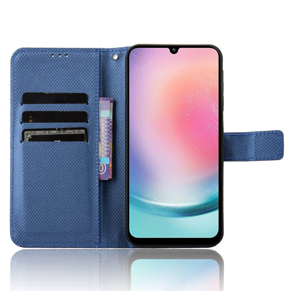 Samsung Galaxy A25 (5G) Læder Flip Cover m. Strop & Tekstur - Blå