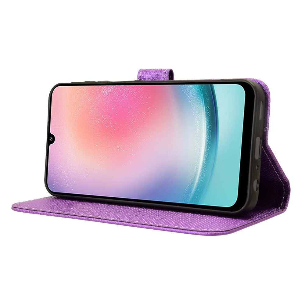 Samsung Galaxy A25 (5G) Læder Flip Cover m. Strop & Tekstur - Lilla