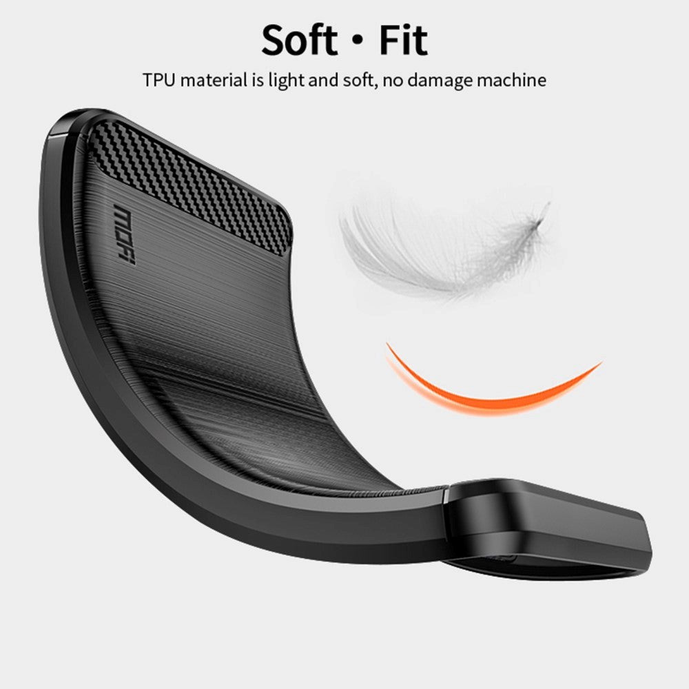 Xiaomi 14 Mofi Brushed Carbon Fiber Fleksibelt Plastik Bagside Cover - Sort