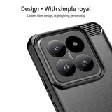 Xiaomi 14 Mofi Brushed Carbon Fiber Fleksibelt Plastik Bagside Cover - Rød