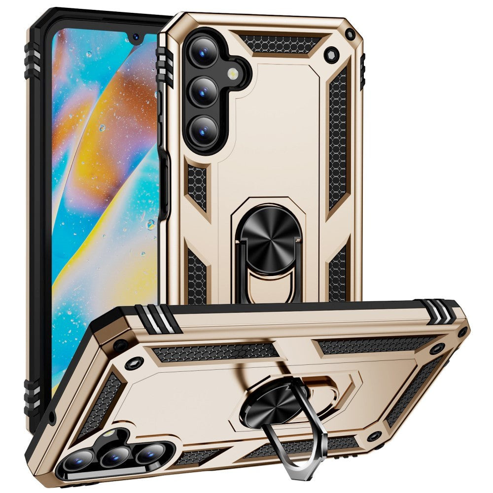 Samsung Galaxy A15 (5G) / A15 Hybrid Håndværker Bagside Cover m. Magnetisk Kickstand - Guld