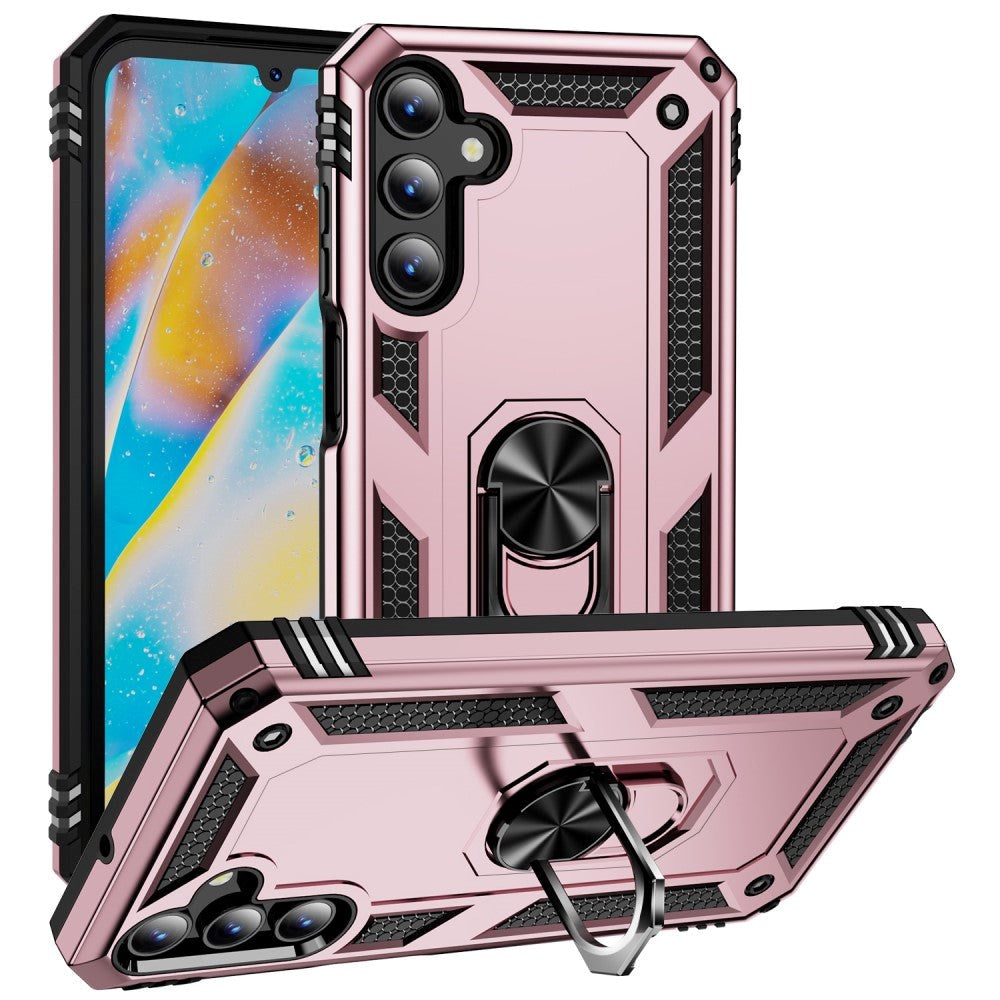 Samsung Galaxy A15 (5G) / A15 Hybrid Håndværker Bagside Cover m. Magnetisk Kickstand - Rose Gold