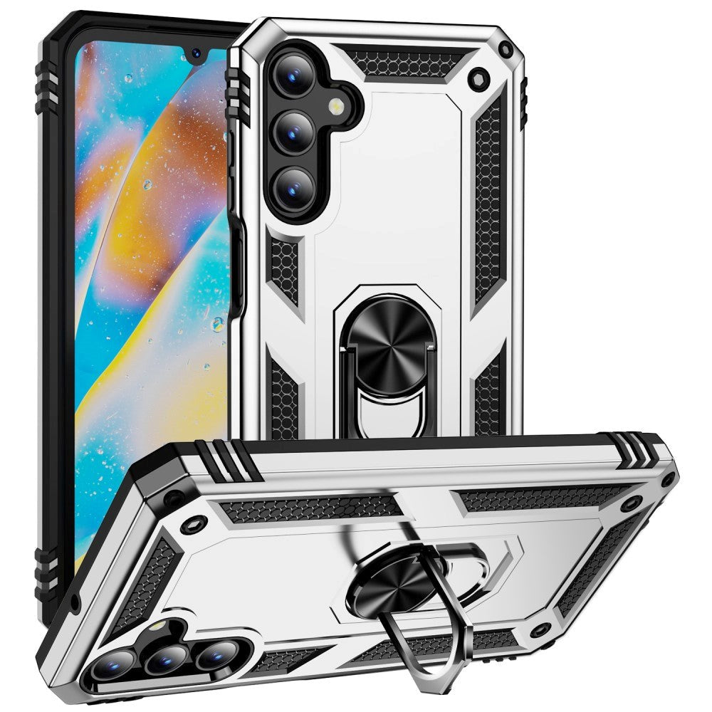 Samsung Galaxy A15 (5G) / A15 Hybrid Håndværker Bagside Cover m. Magnetisk Kickstand - Sølv