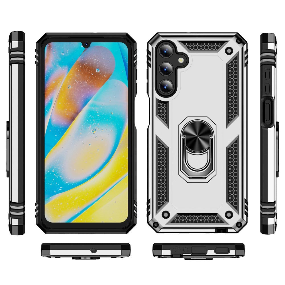 Samsung Galaxy A15 (5G) / A15 Hybrid Håndværker Bagside Cover m. Magnetisk Kickstand - Sølv