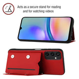 Samsung Galaxy A15 (5G) / A15 Læderbelagt Plastik Bagside Cover m. Pung & Strop - Rød