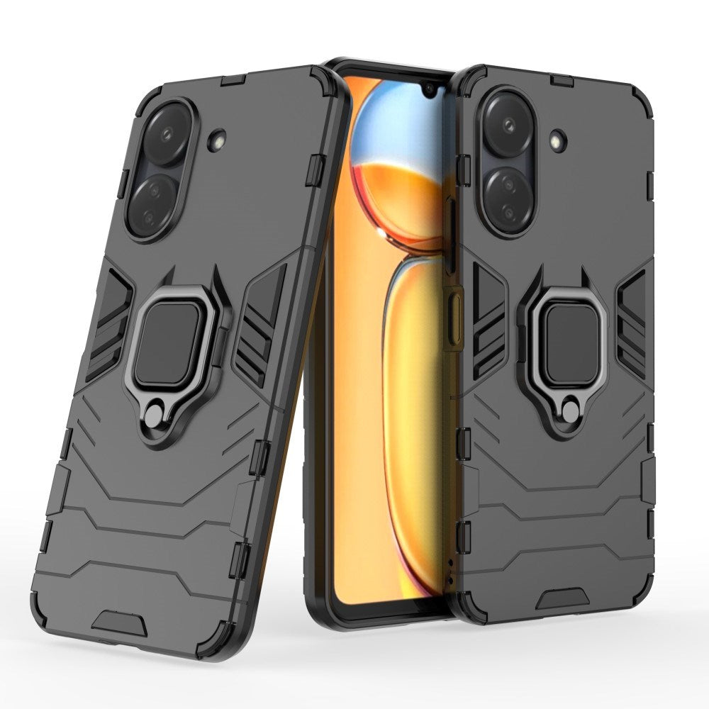 EIDERWOOD Xiaomi Poco C65 / Redmi 13C Hybrid Håndværker Bagside Cover m. Magnetisk Kickstand - Sort