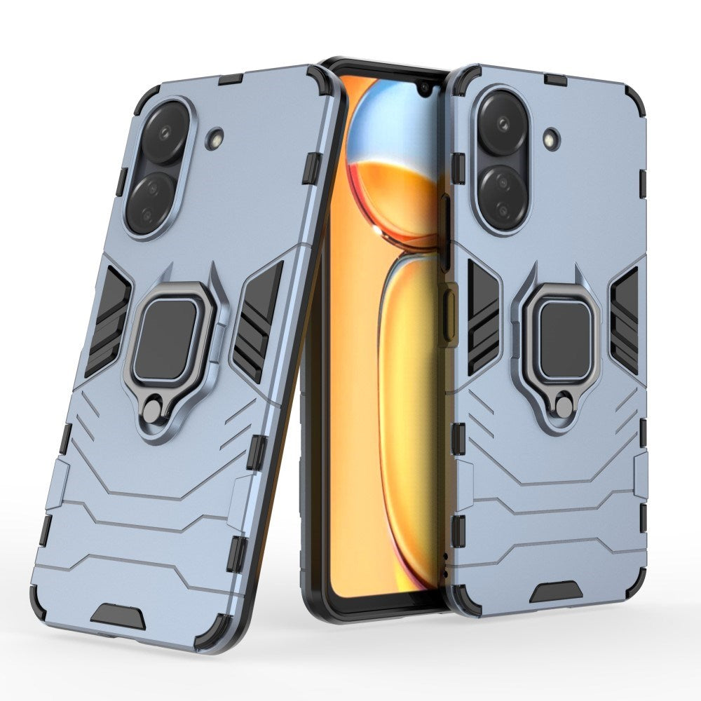 EIDERWOOD Xiaomi Poco C65 / Redmi 13C Hybrid Håndværker Bagside Cover m. Magnetisk Kickstand - Blå