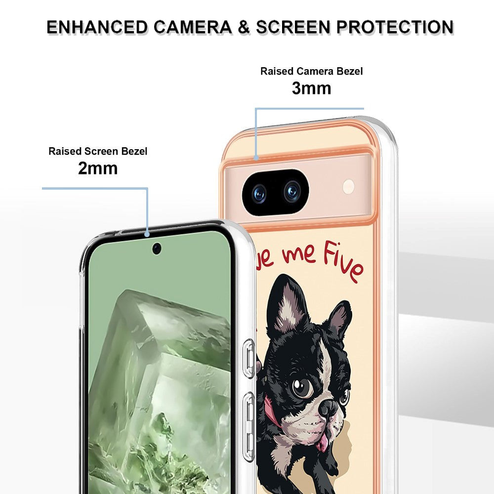 Google Pixel 8a Fleksibelt Plastik Bagside Cover m. Motiv - Hund