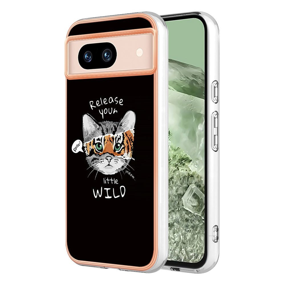 Google Pixel 8a Fleksibelt Plastik Bagside Cover m. Motiv - Kat / Tiger