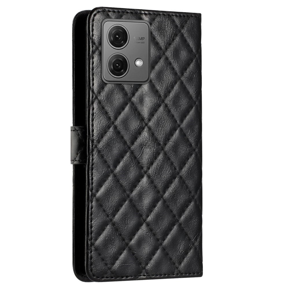 EIDERWOOD Motorola Moto G84 Læder Flip Cover m. Pung & Strop - Rhombus - Sort