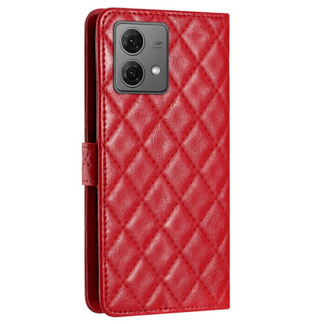 EIDERWOOD Motorola Moto G84 Læder Flip Cover m. Pung & Strop - Rhombus - Rød