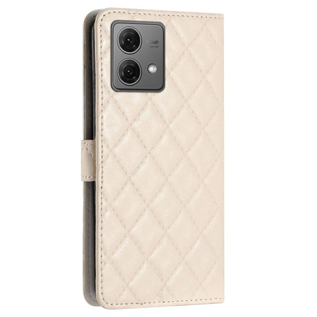 EIDERWOOD Motorola Moto G84 Læder Flip Cover m. Pung & Strop - Rhombus - Beige