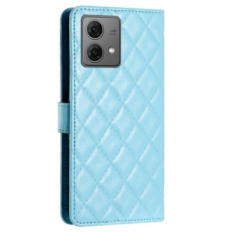 EIDERWOOD Motorola Moto G84 Læder Flip Cover m. Pung & Strop - Rhombus - Blå