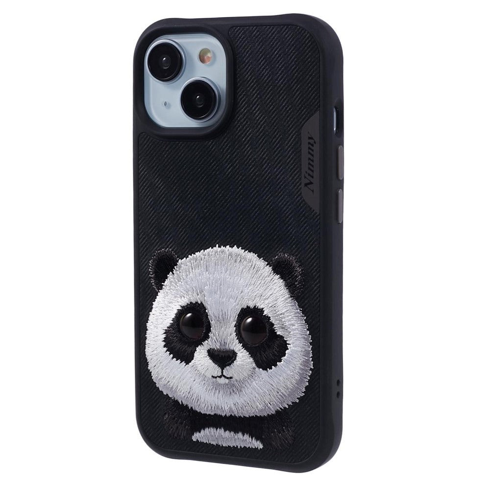 iPhone 15 Hybrid Bagside Cover m. Dyremotiv & Brodering - Panda