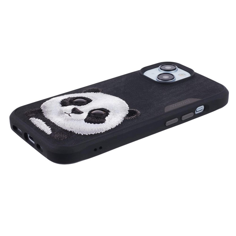 iPhone 15 Hybrid Bagside Cover m. Dyremotiv & Brodering - Panda