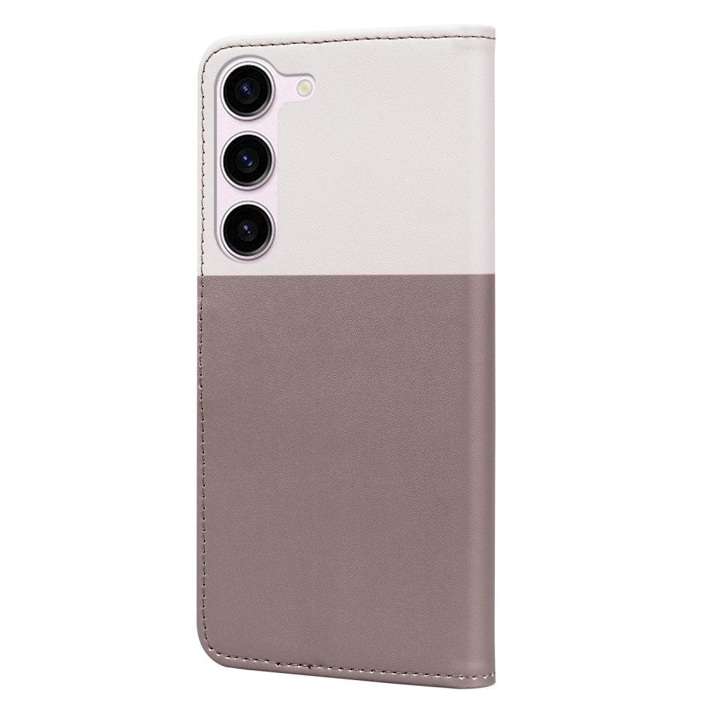 Samsung Galaxy S24+ (Plus) Flip Cover m. Strop / Ståfunktion / Kortholder - Hvid / Brun (katte)