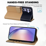 Samsung Galaxy A54 (5G) Flip Cover m. Strop / Ståfunktion / Kortholder - Blå / Brun (Hunde)