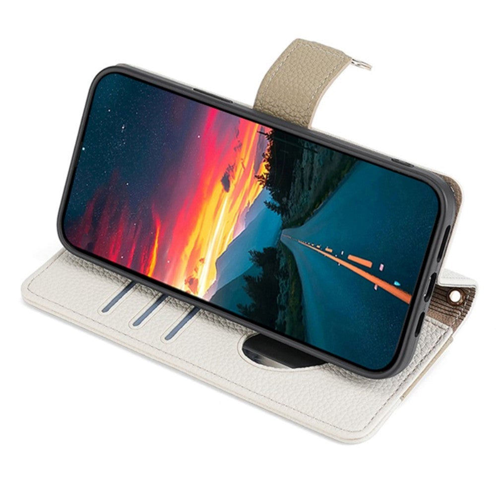 iPhone SE (2022 / 2020) / 8 / 7 Læder 2-i-1 Flip Cover m. Pung & Crossbody Taske Funktion - Creme