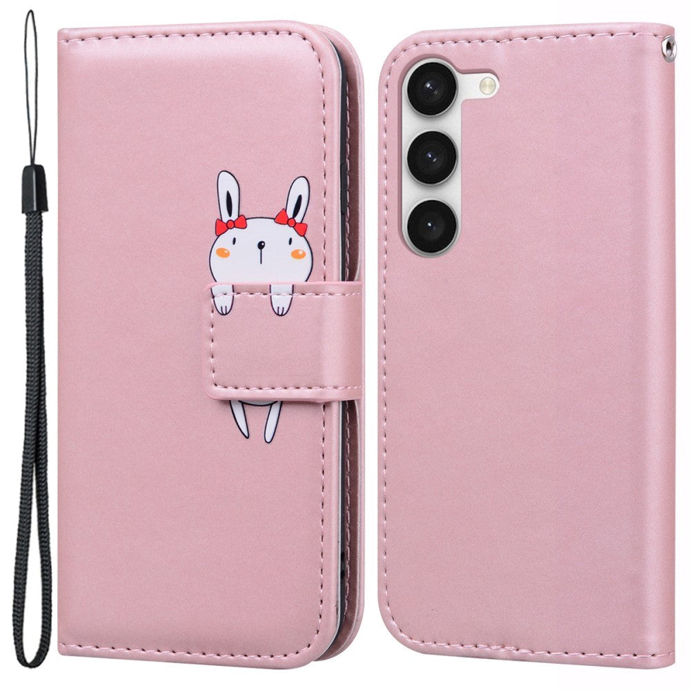 Samsung Galaxy S24+ (Plus) Flip Cover m. Strop / Ståfunktion / Kortholder - Pink (Kanin)