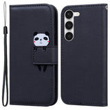 Samsung Galaxy S24+ (Plus) Flip Cover m. Strop / Ståfunktion / Kortholder - Sort (Panda)