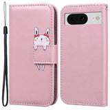 Google Pixel 8 Flip Cover m. Strop / Ståfunktion / Kortholder - Pink (Kanin)