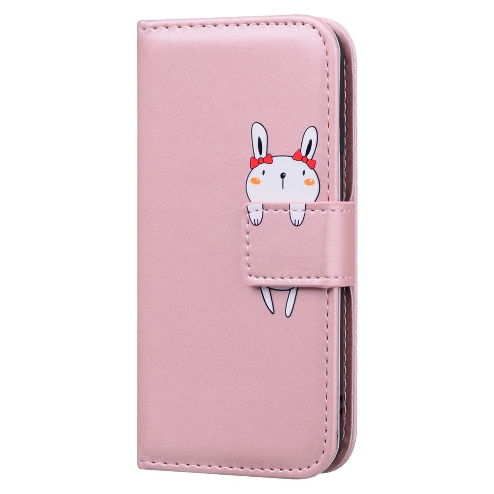 Google Pixel 8 Flip Cover m. Strop / Ståfunktion / Kortholder - Pink (Kanin)