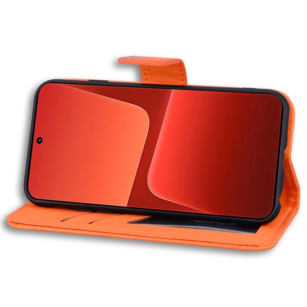 Xiaomi 13 Flip Cover m. Strop / Ståfunktion / Kortholder - Orange (Frø)