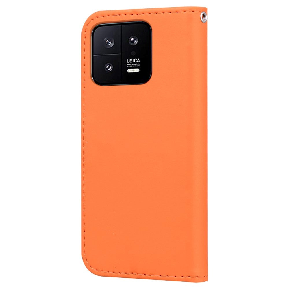 Xiaomi 13 Flip Cover m. Strop / Ståfunktion / Kortholder - Orange (Frø)