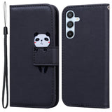 Samsung Galaxy A54 (5G) Flip Cover m. Strop / Ståfunktion / Kortholder - Sort (Panda)