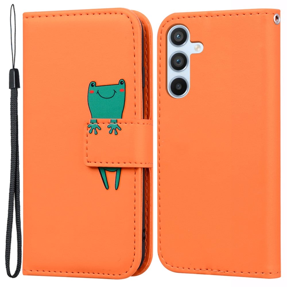 Samsung Galaxy A54 (5G) Flip Cover m. Strop / Ståfunktion / Kortholder - Orange (Frø)