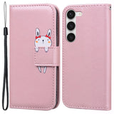 Samsung Galaxy S23 Flip Cover m. Strop / Ståfunktion / Kortholder - Pink (Kanin)