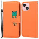 iPhone 15 Flip Cover m. Strop / Ståfunktion / Kortholder - Orange (Frø)