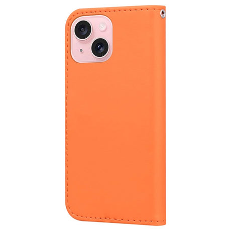 iPhone 15 Flip Cover m. Strop / Ståfunktion / Kortholder - Orange (Frø)