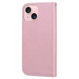 iPhone 15 Flip Cover m. Strop / Ståfunktion / Kortholder - Pink (Kanin)