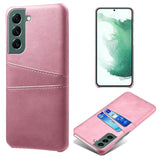 Samsung Galaxy S24 Læder Bagside Cover m. Dobbelt Kortholder - Rose Gold