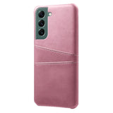 Samsung Galaxy S24 Læder Bagside Cover m. Dobbelt Kortholder - Rose Gold