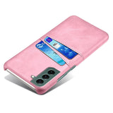 Samsung Galaxy S24 Læder Bagside Cover m. Dobbelt Kortholder - Rose Gold