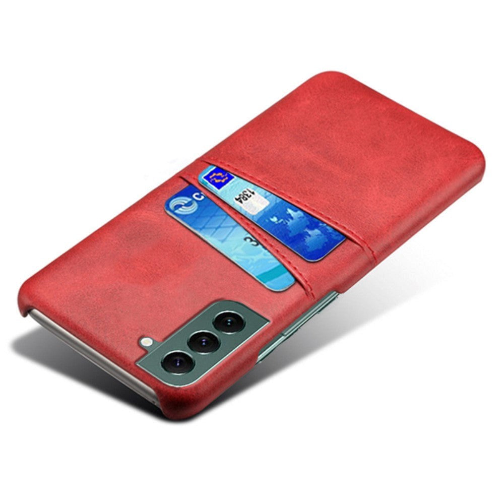 Samsung Galaxy S24 Læder Bagside Cover m. Dobbelt Kortholder - Rød