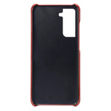 Samsung Galaxy S24 Læder Bagside Cover m. Dobbelt Kortholder - Rød