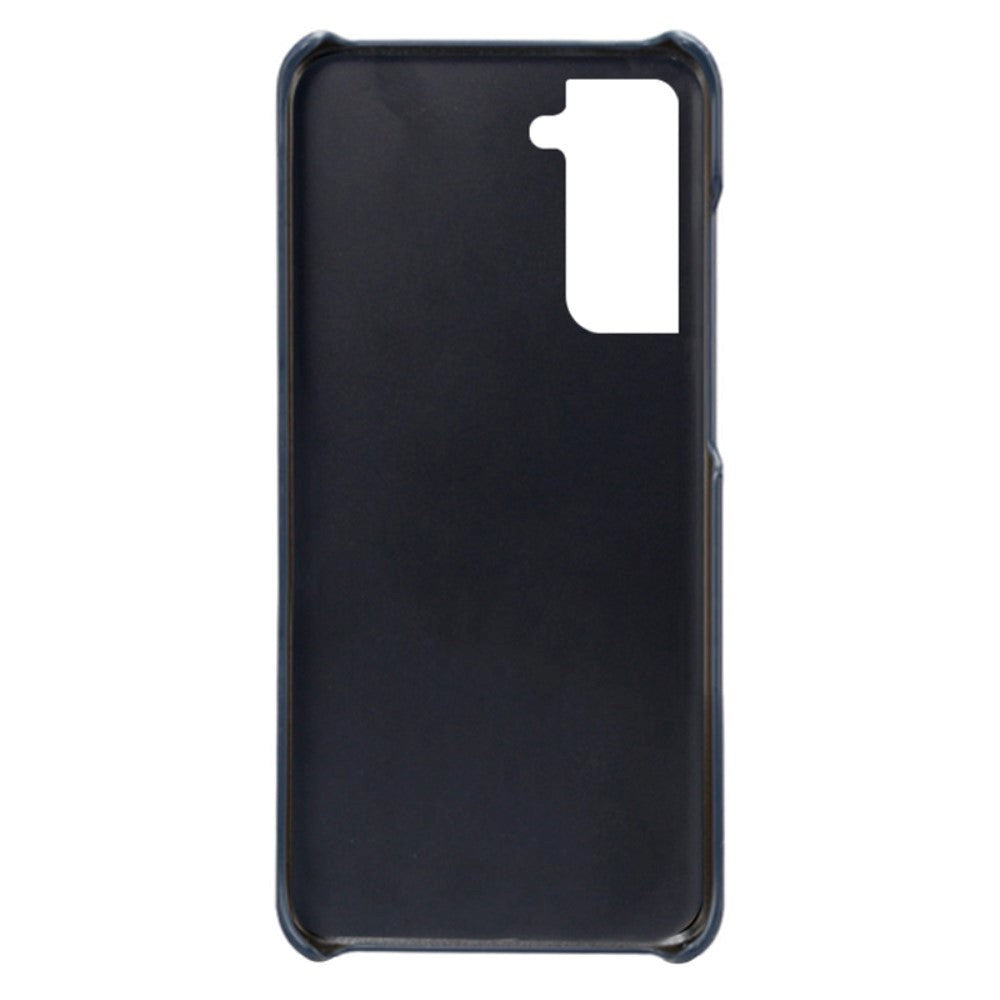 Samsung Galaxy S24 Læder Bagside Cover m. Dobbelt Kortholder - Blå