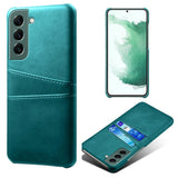 Samsung Galaxy S24 Læder Bagside Cover m. Dobbelt Kortholder - Turkis