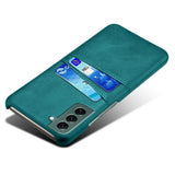 Samsung Galaxy S24 Læder Bagside Cover m. Dobbelt Kortholder - Turkis