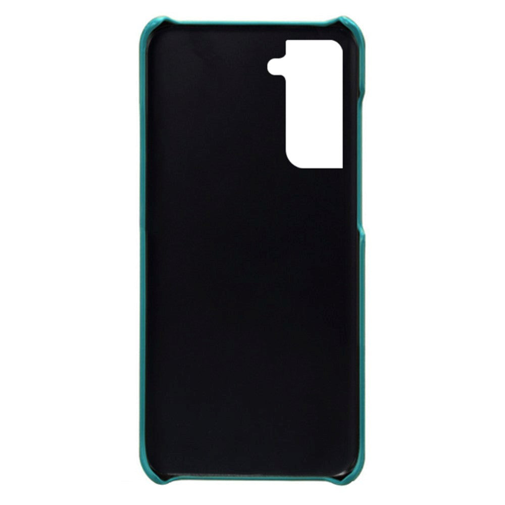 Samsung Galaxy S24 Læder Bagside Cover m. Dobbelt Kortholder - Turkis