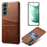 Samsung Galaxy S24 Læder Bagside Cover m. Dobbelt Kortholder - Brun