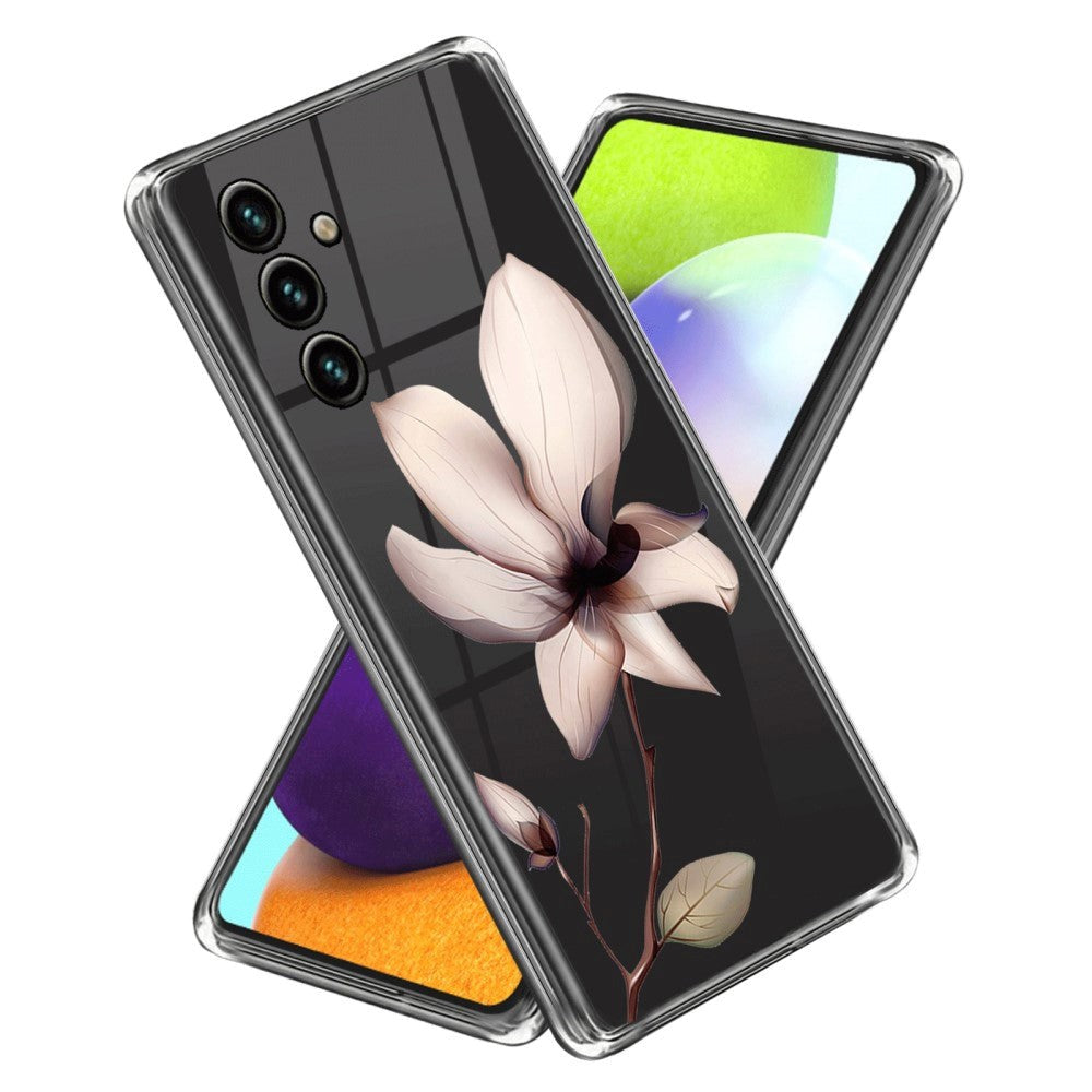 Samsung Galaxy A15 (5G) / A15 Fleksibel Plastik Bagside Cover - Gennemsigtig / Magnolia Blomst