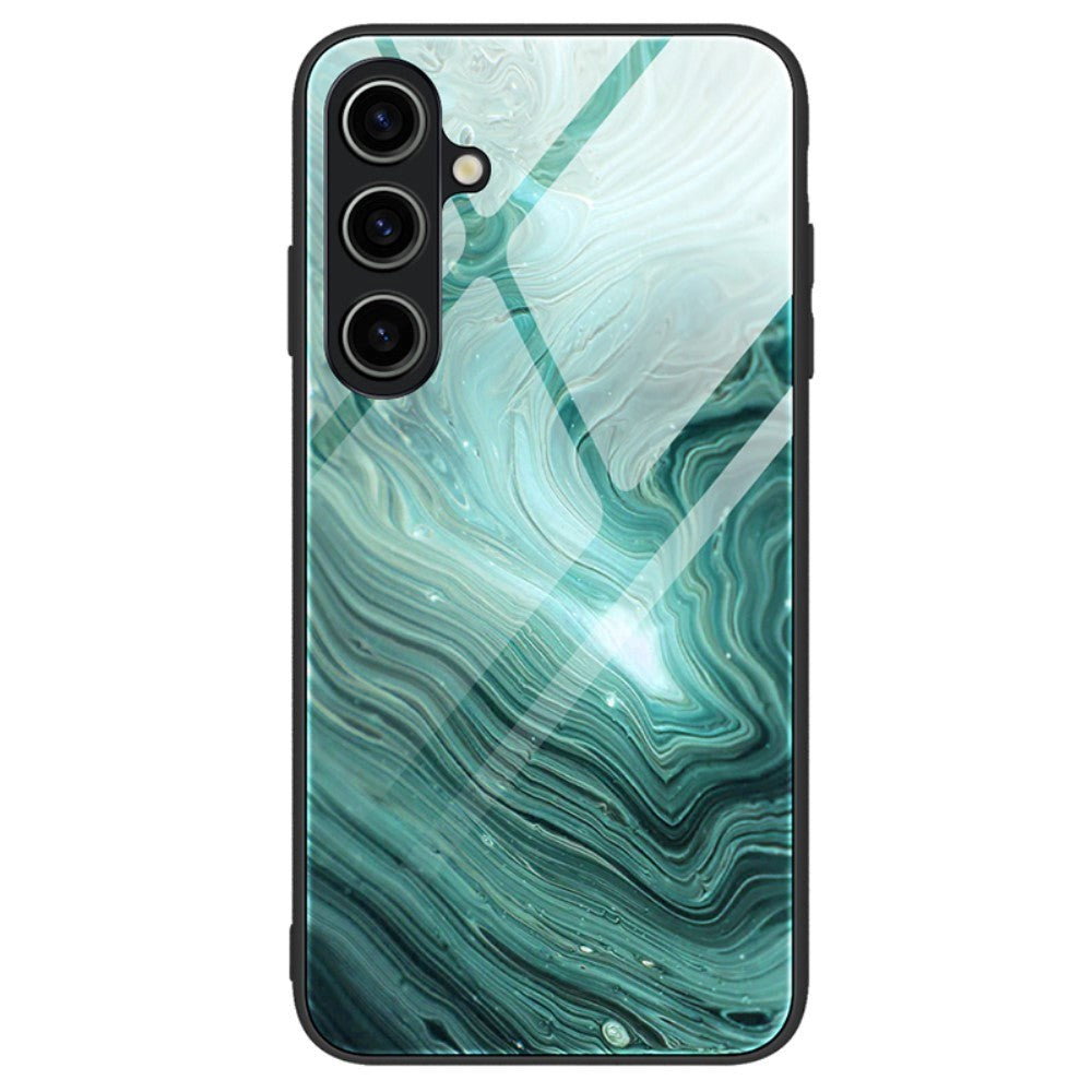 Samsung Galaxy A35 (5G) Bagside Cover m. Glasbagside - Turkis Marmor Mønster