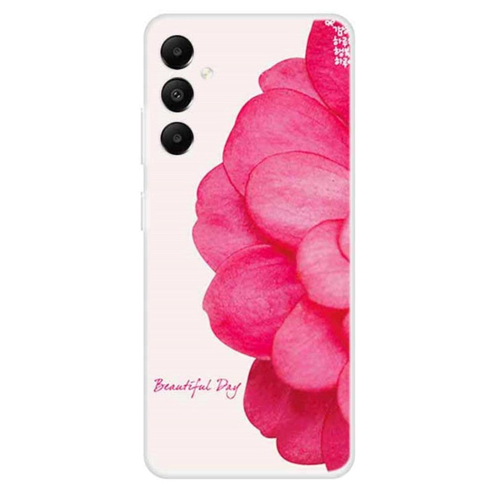 Samsung Galaxy A05s Fleksibel Plastik Bagside Cover m. Motiv - Lyserød Blomst