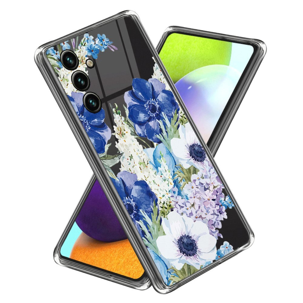 Samsung Galaxy A35 (5G) Fleksibelt Plastik Bagside Cover m. Motiv - Blå Blomster